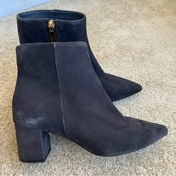 NWD L’agence Jeanne Block Heel Gray Suede Booties - Picture 1 of 8